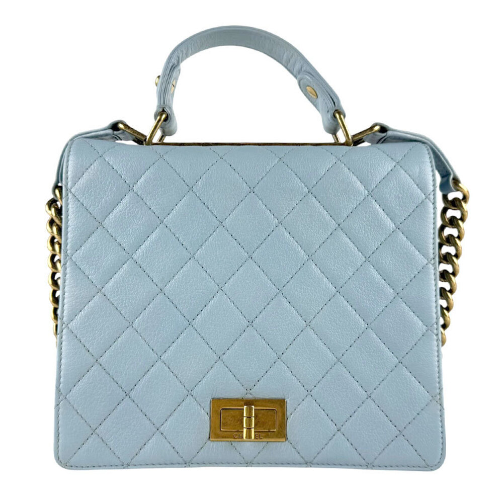 CHANEL Blue Leather Shoulder Bag